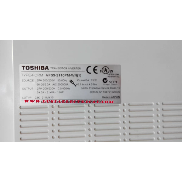 TOSHIBA VFS9- 2110PM- WN (1) Inverter dan Konverter