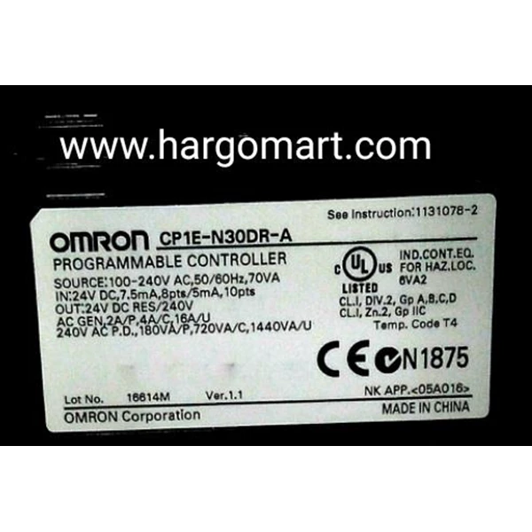  PROGRAMMABLE LOGIC CONTROLLERS CP1E- N30DR- A OMRON