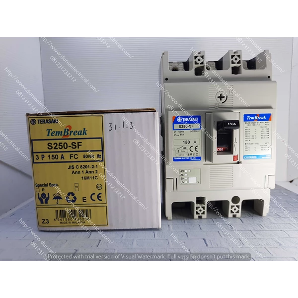 Terasaki S250-SF 3P 250A MCCB / Mold Case Circuit Breaker Terasaki S250-SF 3P 250A