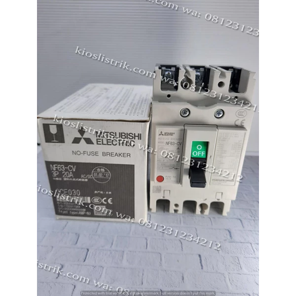 Mitsubishi Mold Case Circuit Breaker NF 63-CV 3P 20A MCCB / Mold Case Circuit Breaker 