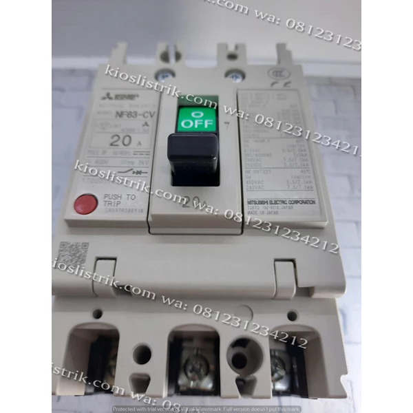 Mitsubishi Mold Case Circuit Breaker NF 63-CV 3P 20A MCCB / Mold Case Circuit Breaker 