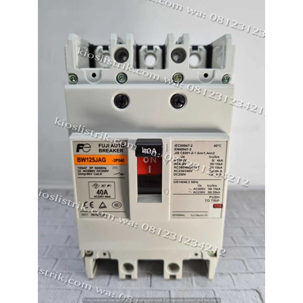 MCCB / Mold Case Circuit Breake FUJI ELECTRIC BW 125 JAG 3P 40A