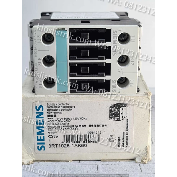 3RT1025-1AK60 3P 40A SIEMENS Contactor Coil Magnetic