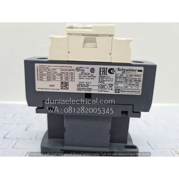 LC1D32M7 3 Phase 50 A 220 Vac Contactor Coil Schneider